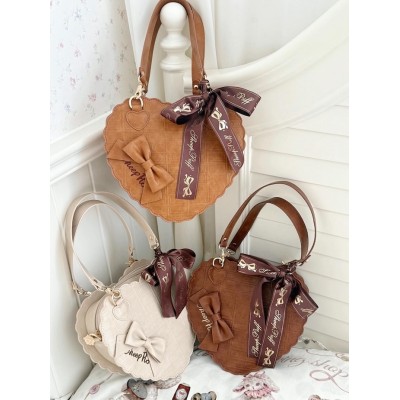 Sheep Puff Chocolate Pattern Heart Shaped Bag(Limited Reservation/3 Colours/Full Payment Without Shipping)